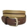 DUKE - Cotton Canvas Men's Brown Single Stripe Leather Belt  - Belt N Bags