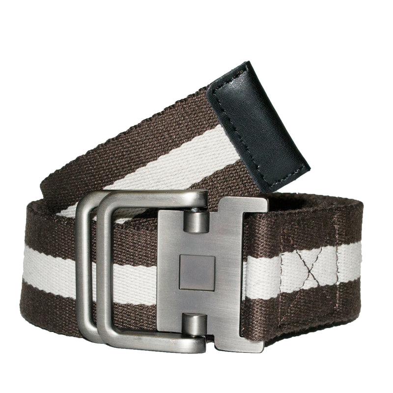 ZEUS - Mens Brown Cotton Canvas Webbing Belt with Slide Through Buckle  - Belt N Bags