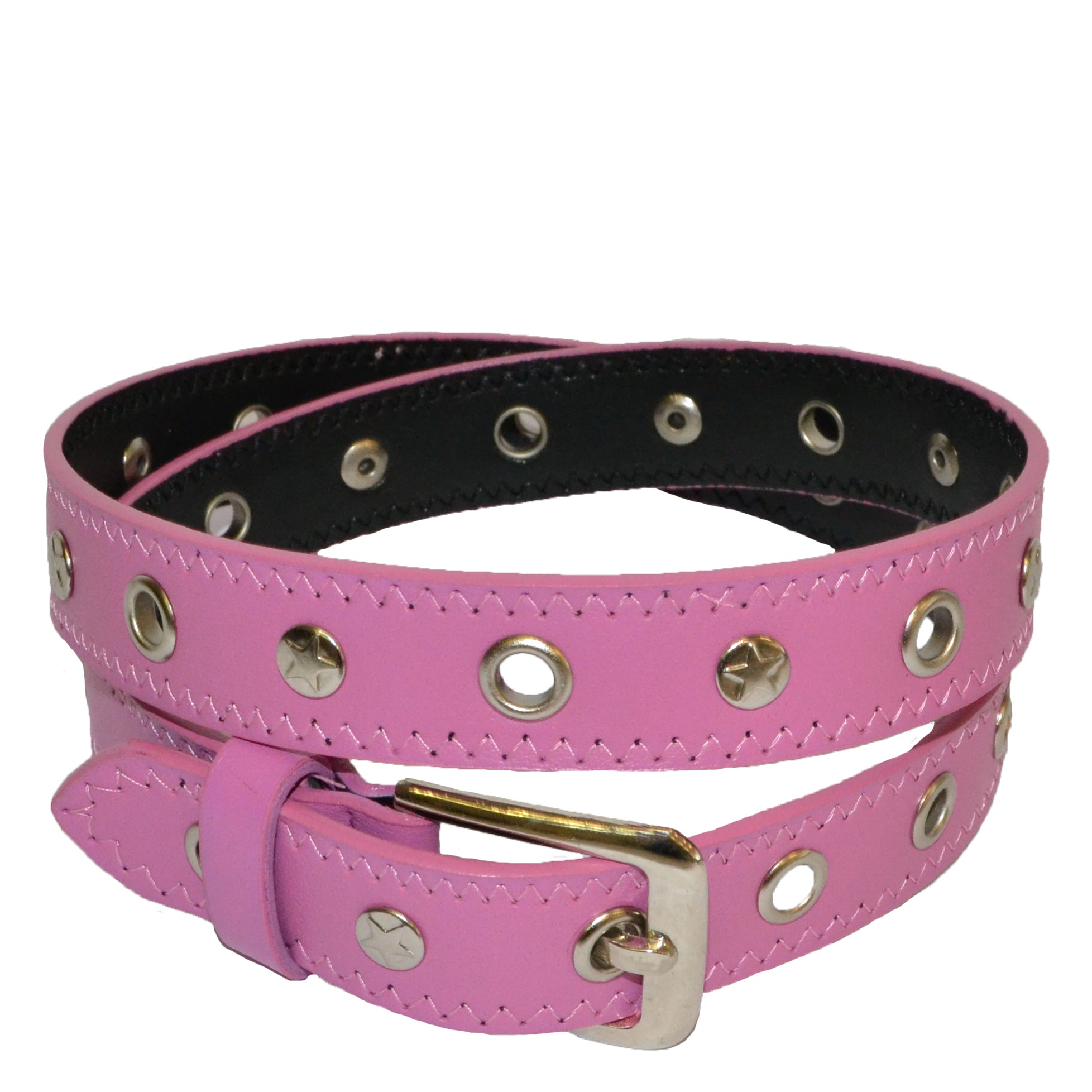 AMARA - Girls Pink and Brown Eyelet Skinny Belt Combo Pack  - Belt N Bags