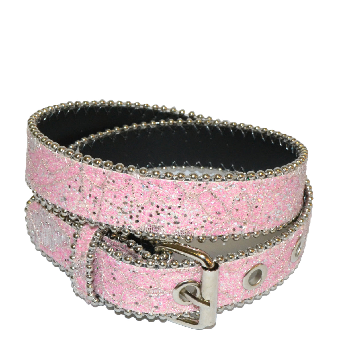 ADELAIDE - Girls Pink and White Glittery Belt Twin Pack  - Belt N Bags