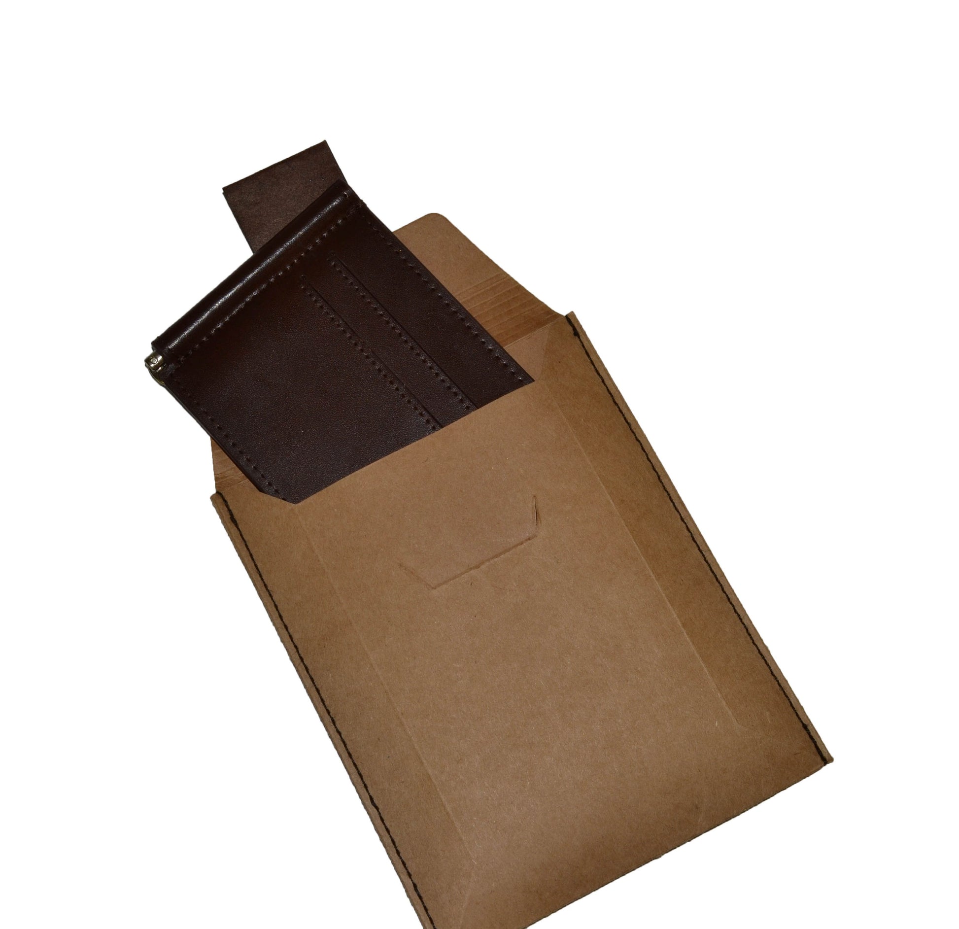 APOLLO - Mens Brown Genuine Leather Card Holder Thin Money Clip Wallet  - Belt N Bags