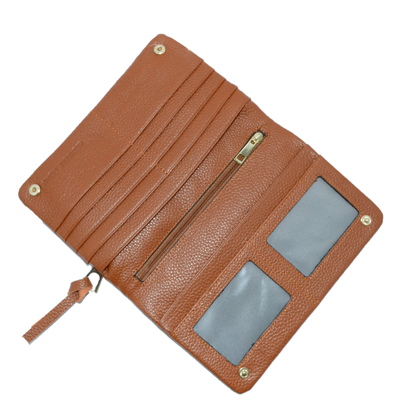 CREMORNE - Addison Road Ladies Brown Soft Pebbled Leather Fold Wallet  - Belt N Bags