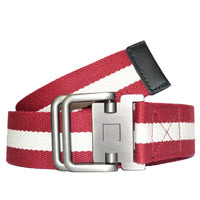 ZEUS - Mens Red and White Cotton Canvas Webbing Belt with Slide Through Buckle  - Belt N Bags