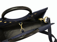 QUEENSCLIFF - Navy Denim Ring Handle Bag with Scarf - CLEARANCE  - Belt N Bags