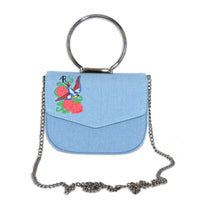 ABERMAIN - Denim Floral Bag With Ring Handle  - Belt N Bags
