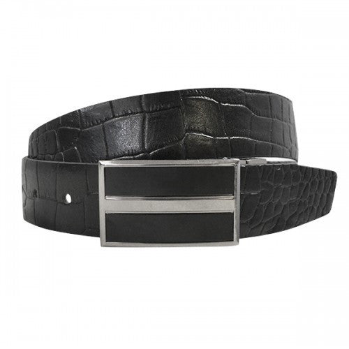 DYLAN - Mens Black Genuine Leather Reversible Belt  - Belt N Bags