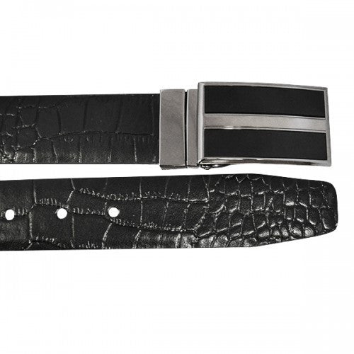 DYLAN - Mens Black Genuine Leather Reversible Belt  - Belt N Bags