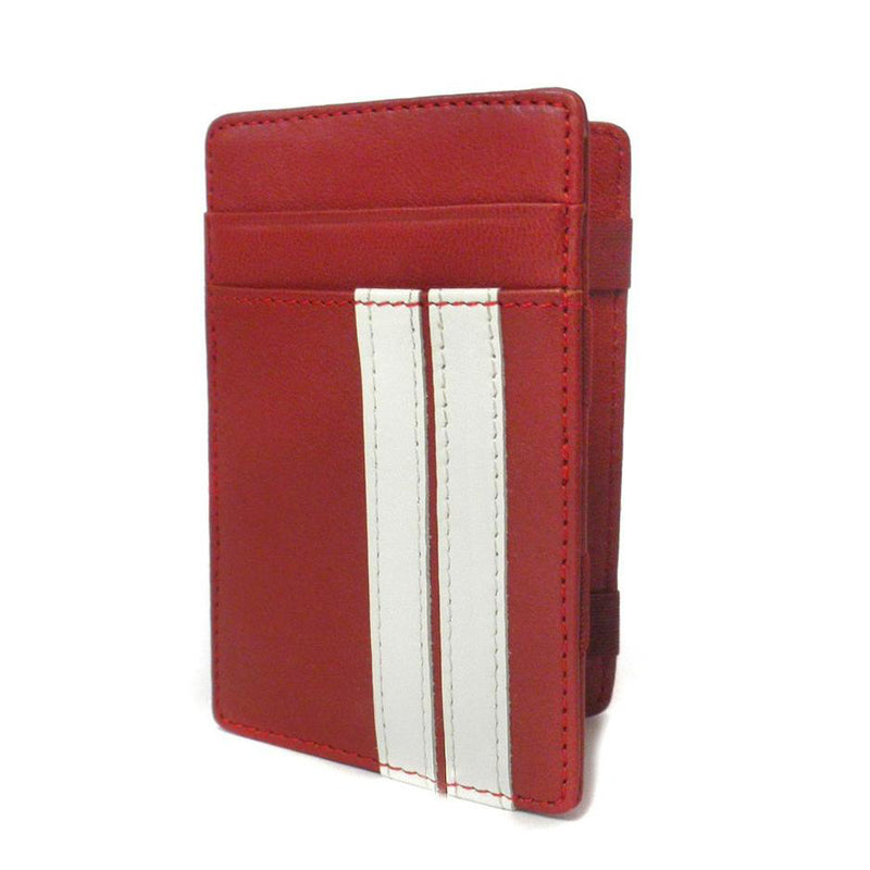 ELLIS - Mens Red Genuine Leather Wallet Magic Flip Wallet with Stripes  - Belt N Bags