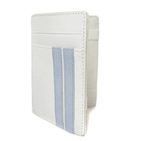 ELLIS - Mens White Genuine Leather Wallet Magic Flip Wallet with Stripes  - Belt N Bags