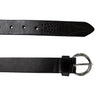 ESPERANCE - Women's Dark Brown Genuine Leather Belt with Round Silver Buckle freeshipping - BeltNBags
