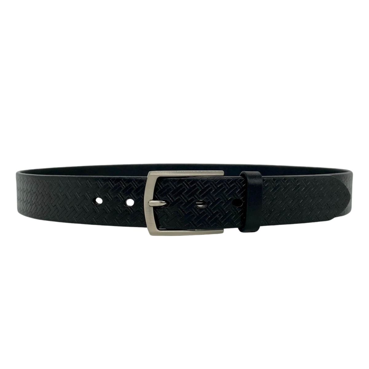 FABIAN - Mens Black Belt with Silver Buckle | BeltNBags