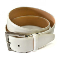 GRACE - Womens Off-White Patent Finish Leather Belt with Silver Buckle - CLEARANCE  - Belt N Bags