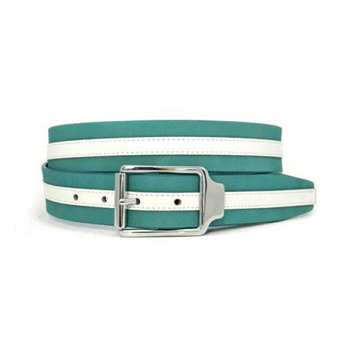 HERRY - Unisex Blue & White Leather Belt - CLEARANCE freeshipping - BeltNBags