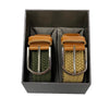 OSCAR - Mens Olive and Beige Woven Cotton Elastic Belt Gift Pack freeshipping - BeltNBags
