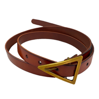 SUNBURY - Women's Tan Genuine Leather Belt with Triangle Buckle freeshipping - BeltNBags