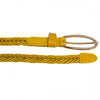 INGRID - Womens Skinny Yellow Plaited Leather Belt with Oval Buckle  - Belt N Bags