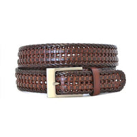 JAX - Mens Brown Genuine Leather Woven Belt  - Belt N Bags