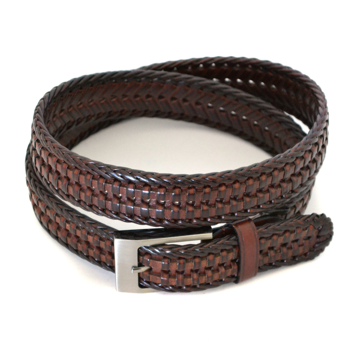 JAX - Mens Brown Genuine Leather Woven Belt  - Belt N Bags