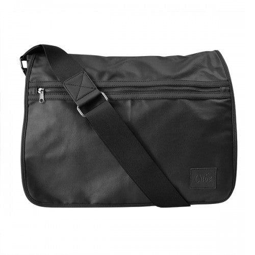 JAMIESON - Mens Black Faux Leather Messenger Bag  - Belt N Bags