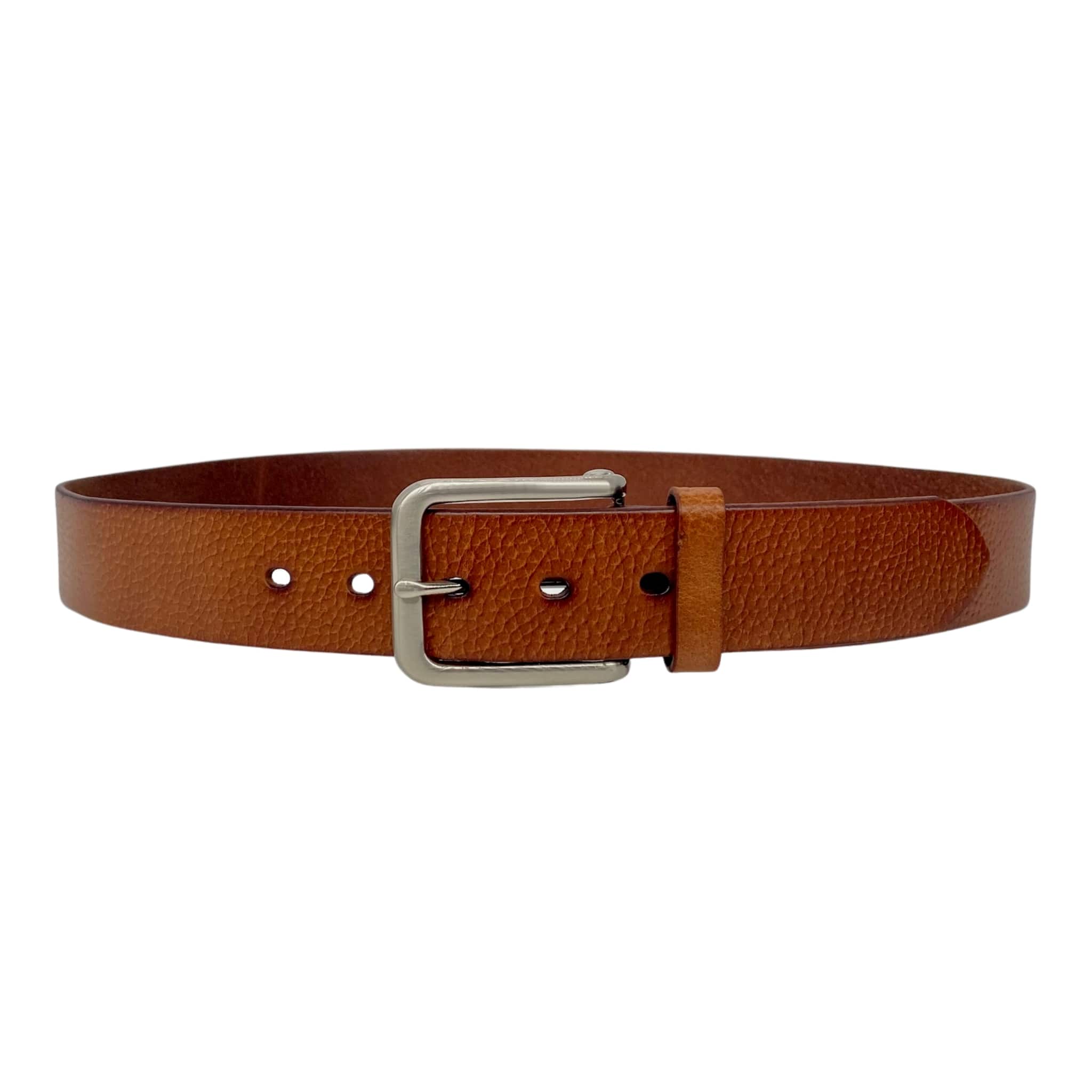 JARROD - Light Tan Belt - Silver Buckle - Genuine Leather | Beltnbags