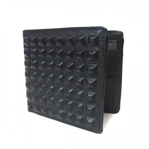 LACHLAN - Men's Black Genuine Leather Spike Wallet in Gift Box  - Belt N Bags