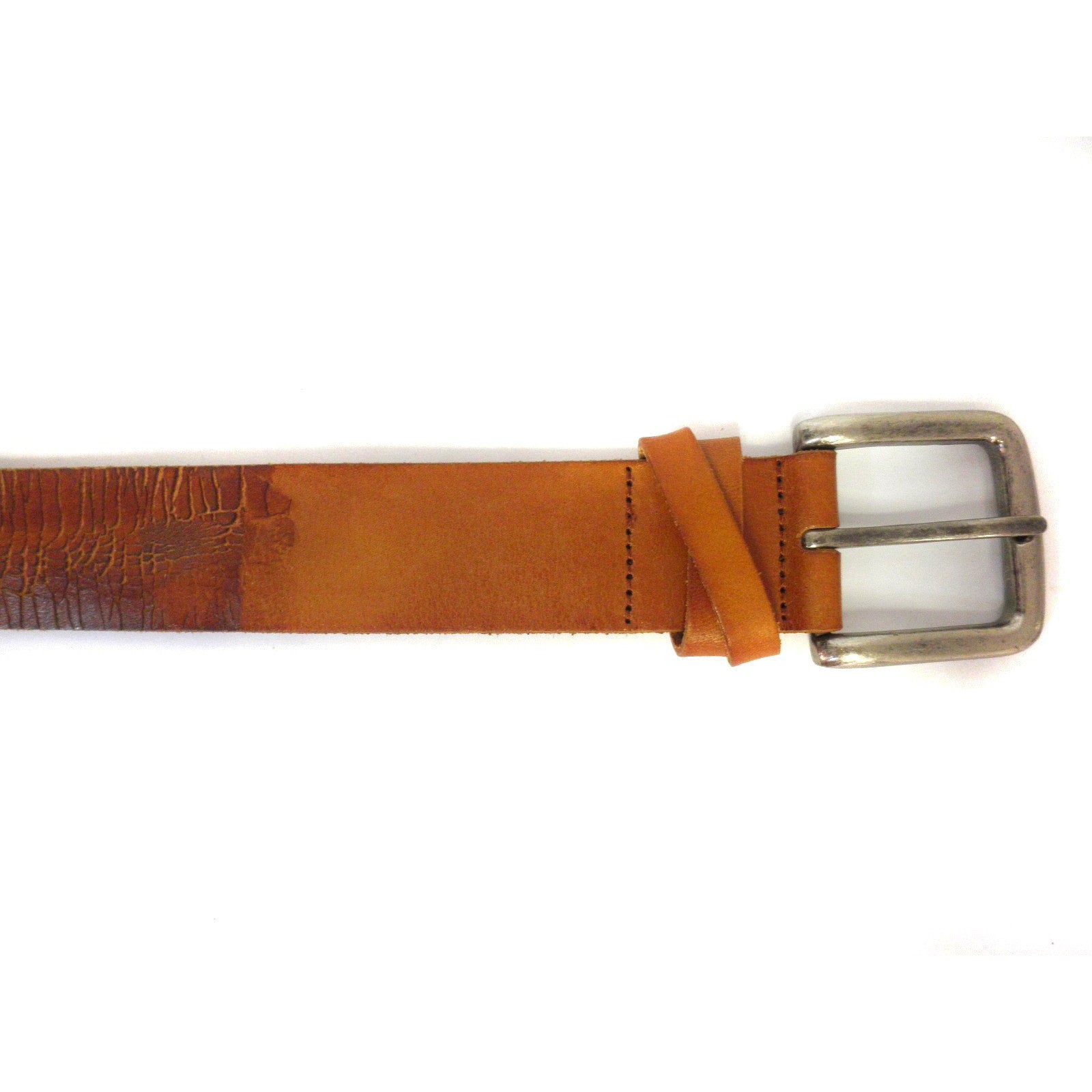 LLOYD - Mens Light Brown Leather Crackle Detail Belt with Silver Buckle  - Belt N Bags