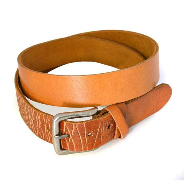 LLOYD - Mens Light Brown Leather Crackle Detail Belt with Silver Buckle  - Belt N Bags