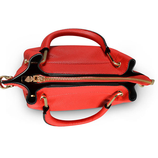 Lucy Red Vegan Pebbled Leather Soft Handle Bag  - Belt N Bags