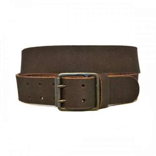 MARCELLO - Mens Brown Suede Leather Belt  - Belt N Bags