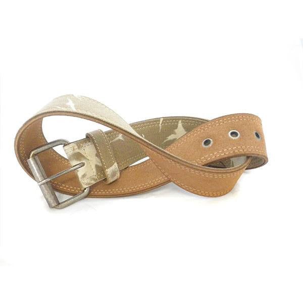 MIGUEL - Mens Sand Canvas & Leather Belt  - Belt N Bags