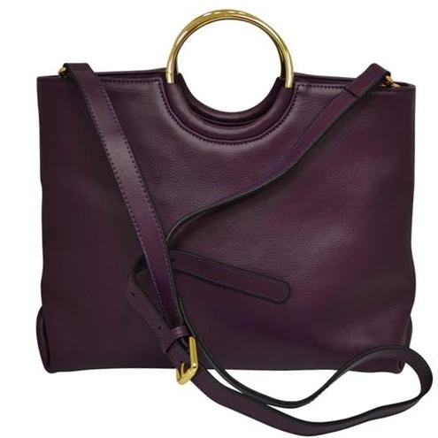 Millfield - Womens Purple Leather Ring Handle Tote Shoulder Crossbody Bag  - Belt N Bags