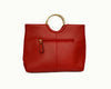 Millfield - Womens rED Leather Ring Handle Tote Shoulder Crossbody Bag  - Belt N Bags