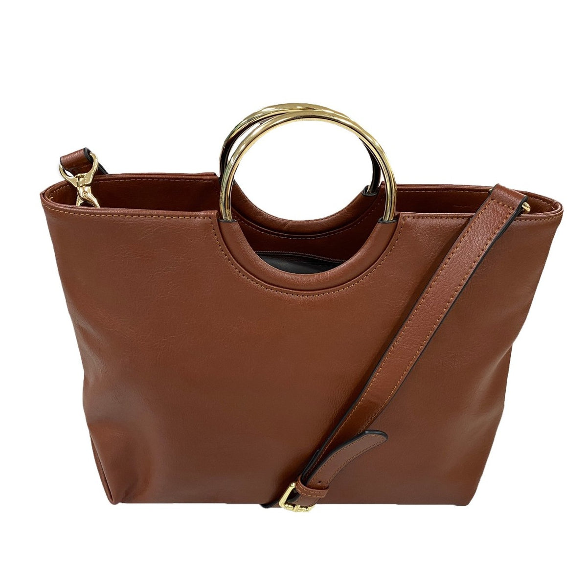 Millfield - Womens Tan Leather Ring Handle Tote Shoulder Crossbody Bag freeshipping - BeltNBags