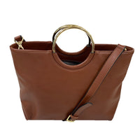Millfield - Womens Tan Leather Ring Handle Tote Shoulder Crossbody Bag freeshipping - BeltNBags