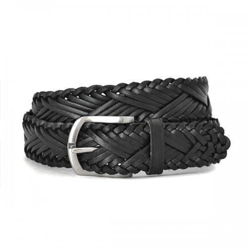 NELSON - Men's Black Plaited Genuine Leather Belt freeshipping - BeltNBags