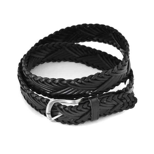 NELSON - Men's Black Plaited Genuine Leather Belt freeshipping - BeltNBags