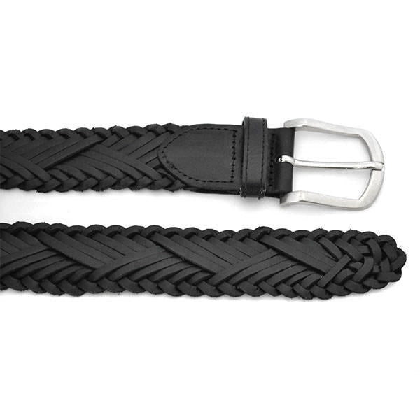 NELSON - Men's Black Plaited Genuine Leather Belt freeshipping - BeltNBags