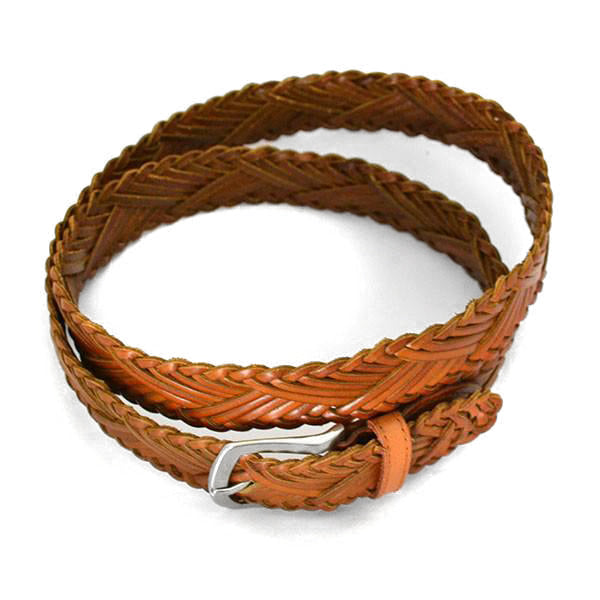 NELSON - Men's Tan Plaited Genuine Leather Belt freeshipping - BeltNBags