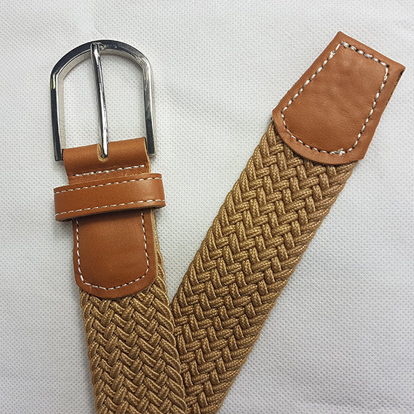 OSCAR - Mens Beige Woven Cotton Elastic Belt  - Belt N Bags