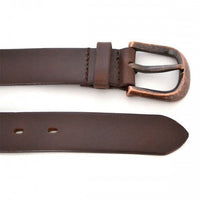 PEDRO - Mens Brown Leather belt with Antique Copper Buckle  - Belt N Bags