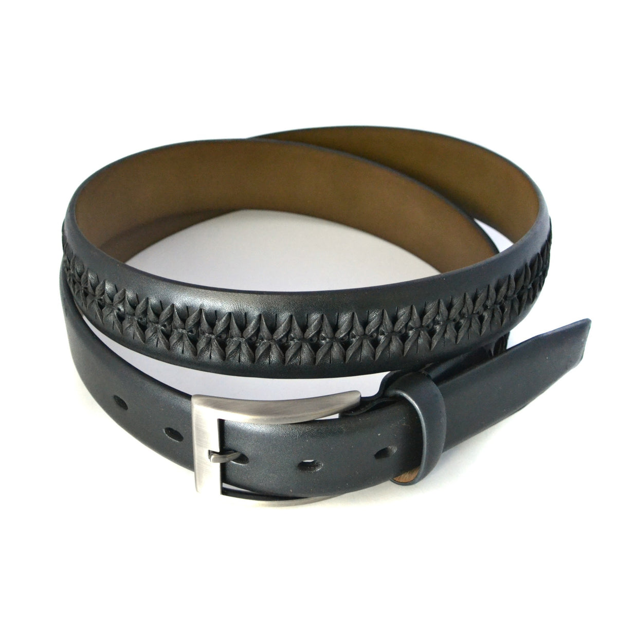 ROBERTO - Mens Black Leather Belt  - Belt N Bags