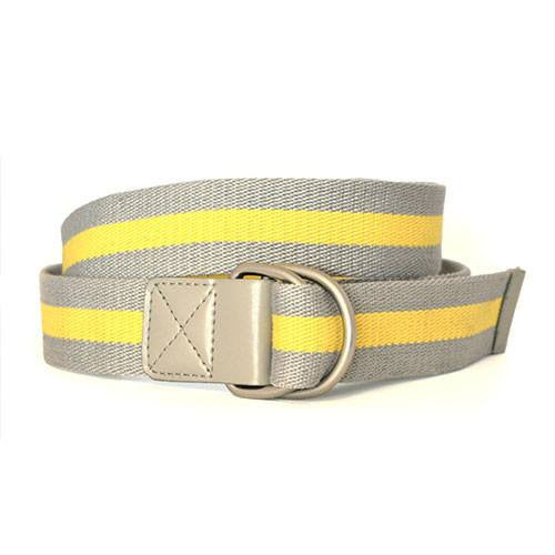 RODNEY - Mens Stone & Yellow Webbing Belt  - Belt N Bags