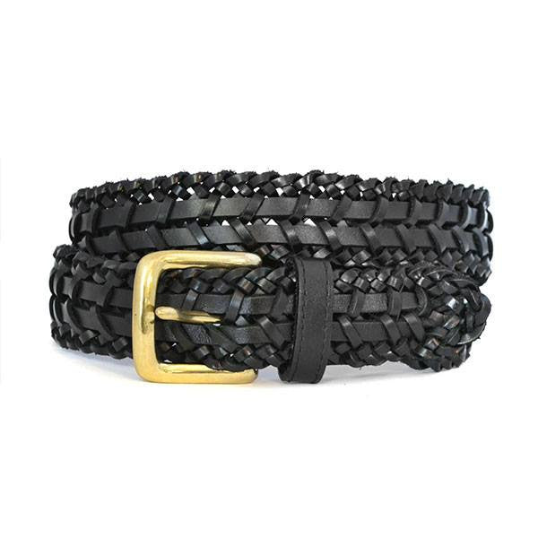 RIETERS - Mens Black Leather Plait Belt  - Belt N Bags