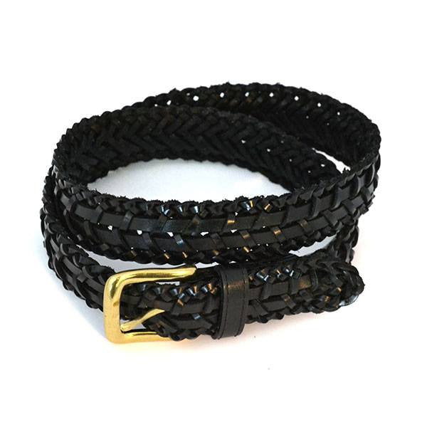 RIETERS - Mens Black Leather Plait Belt  - Belt N Bags