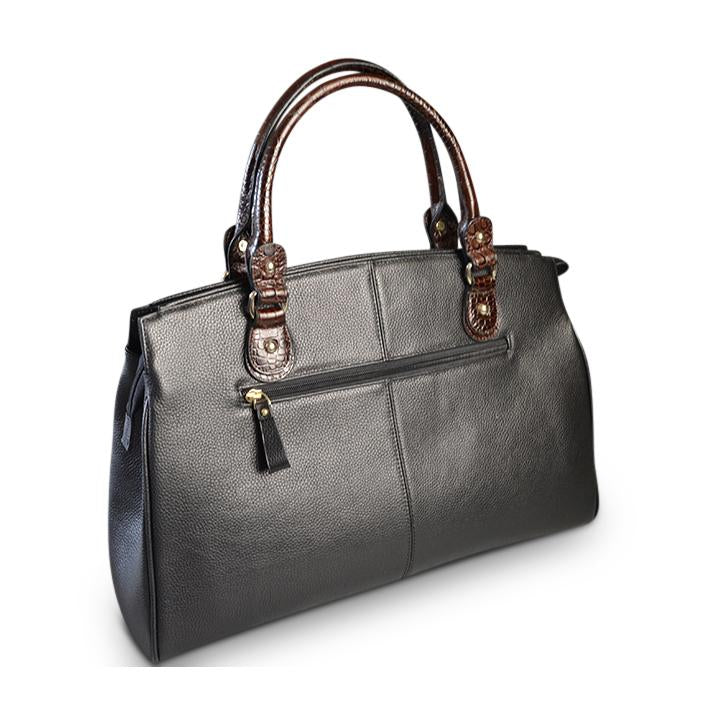 ROTHBURY Black Leather Weekender Overnight Business Bag  - Belt N Bags