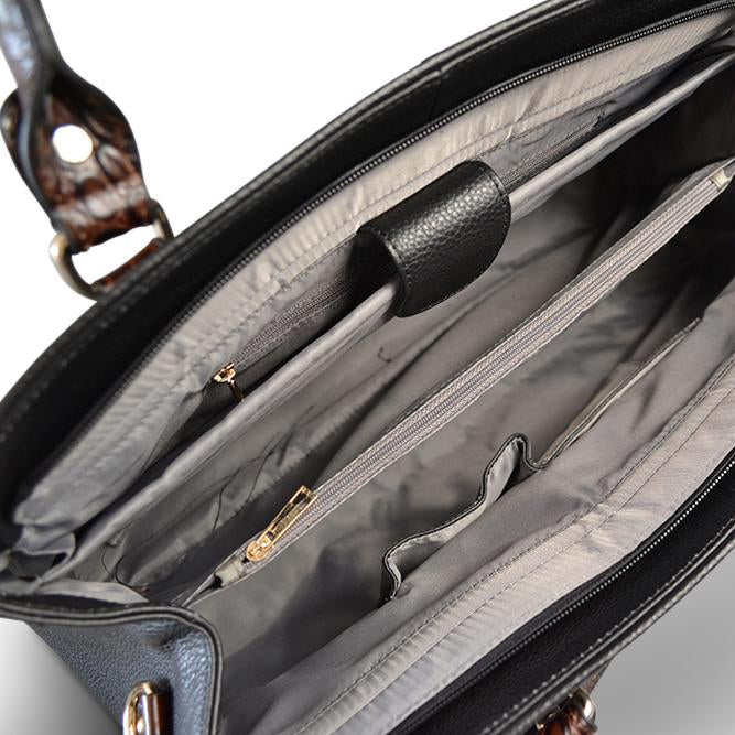 ROTHBURY Black Leather Weekender Overnight Business Bag  - Belt N Bags