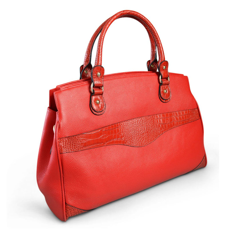 ROTHBURY Red Leather Weekender Overnight Business Bag  - Belt N Bags