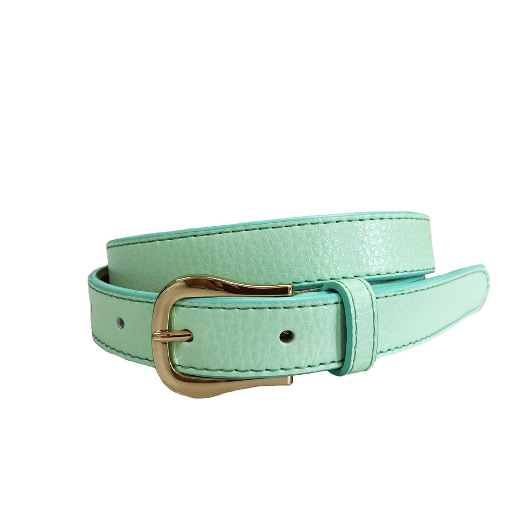 CHLOE- Girls Light Green Genuine Leather Belt with Golden Buckle freeshipping - BeltNBags