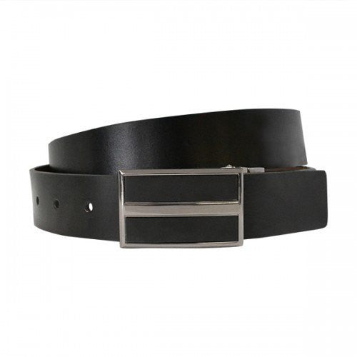 BOND - Mens Black and Brown Reversible Bonded Leather Belt  - Belt N Bags