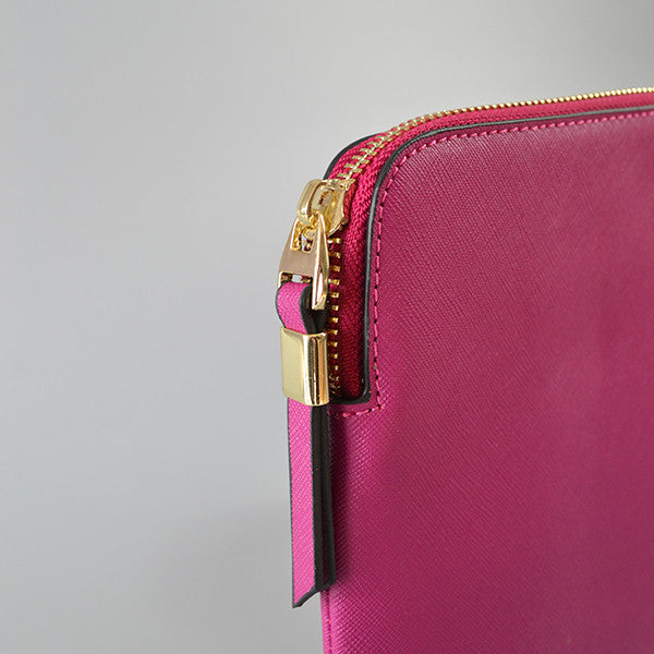 SORRENTO Magenta Structured Saffiano Clutch BeltNBags